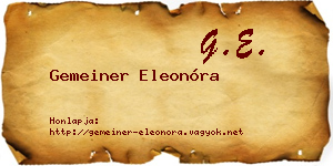 Gemeiner Eleonóra névjegykártya